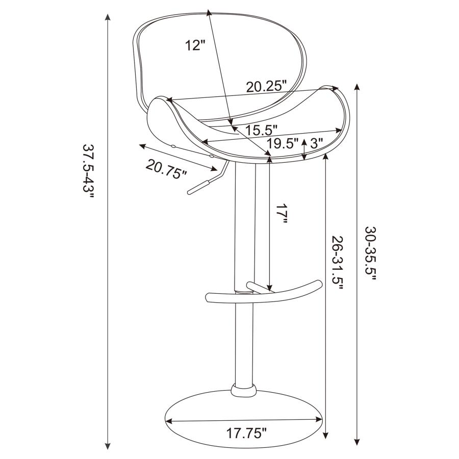 Modal Additional Images for Harris Adjustable Bar Stool Ecru and Chrome