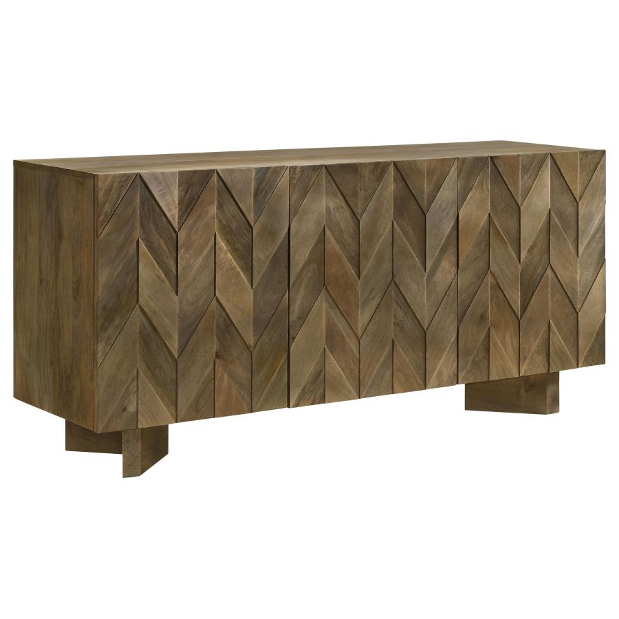(image for) Tyler 3-door Solid Wood Sideboard Buffet Cabinet Mango Brown
