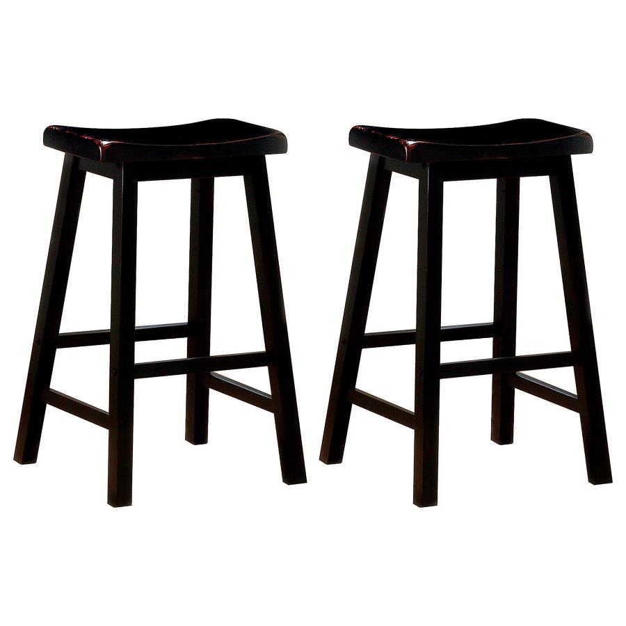 (image for) Durant Wood Backless Bar Stool Black (Set of 2)