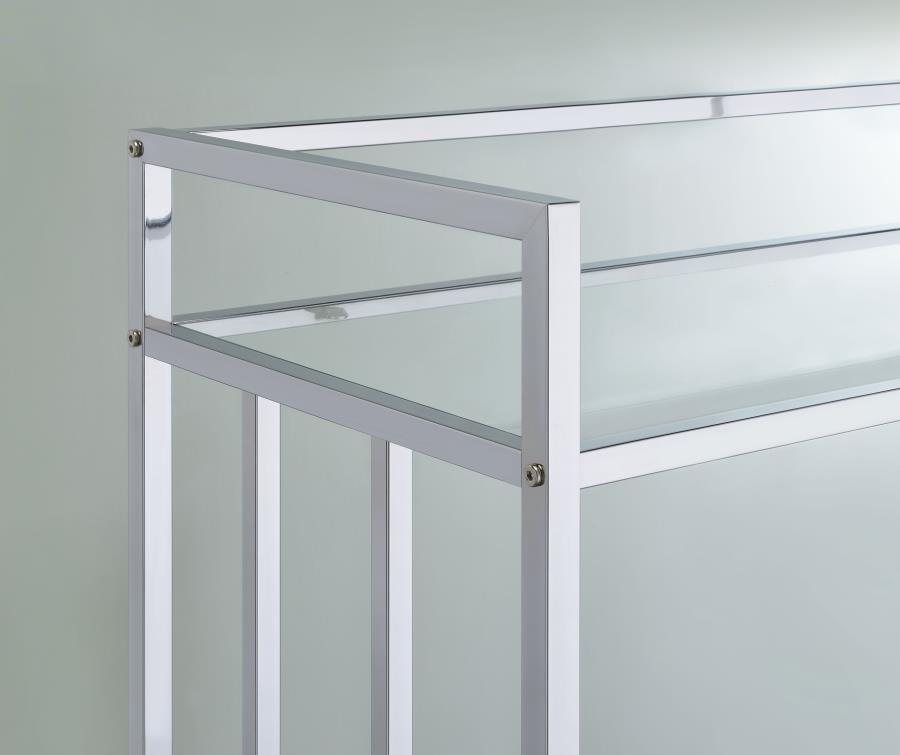 Cara 2-tier Rectangular Glass Shelf Metal Bar Cart Chrome