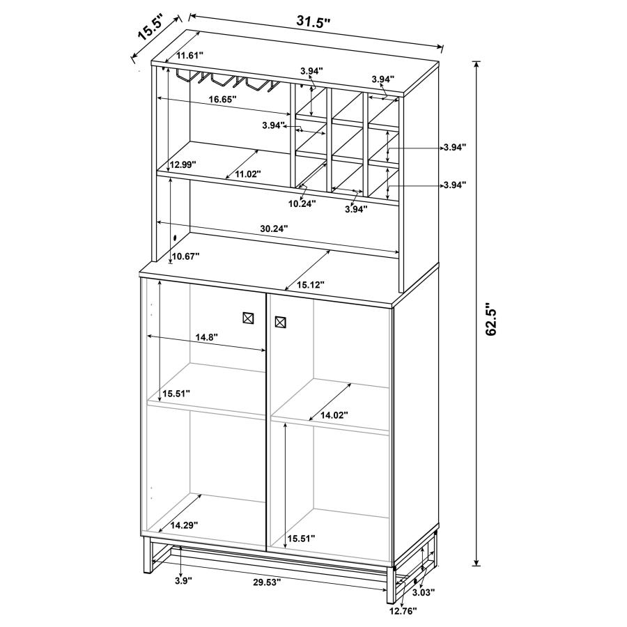 Modal Additional Images for Mendoza 2-door Home Bar Cabinet Wine Storage Rustic Oak