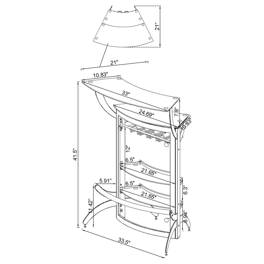 Modal Additional Images for Dallas 2-shelf Curved Freestanding Home Bar Cabinet Black