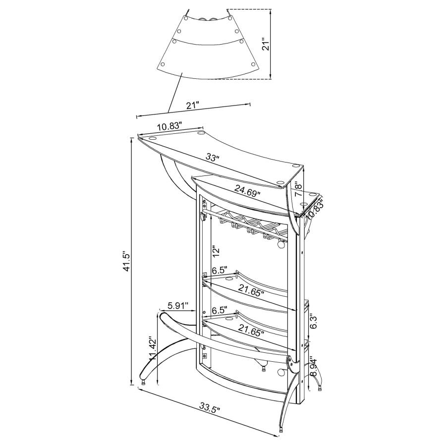 Modal Additional Images for Dallas 2-shelf Curved Freestanding Home Bar Cabinet White