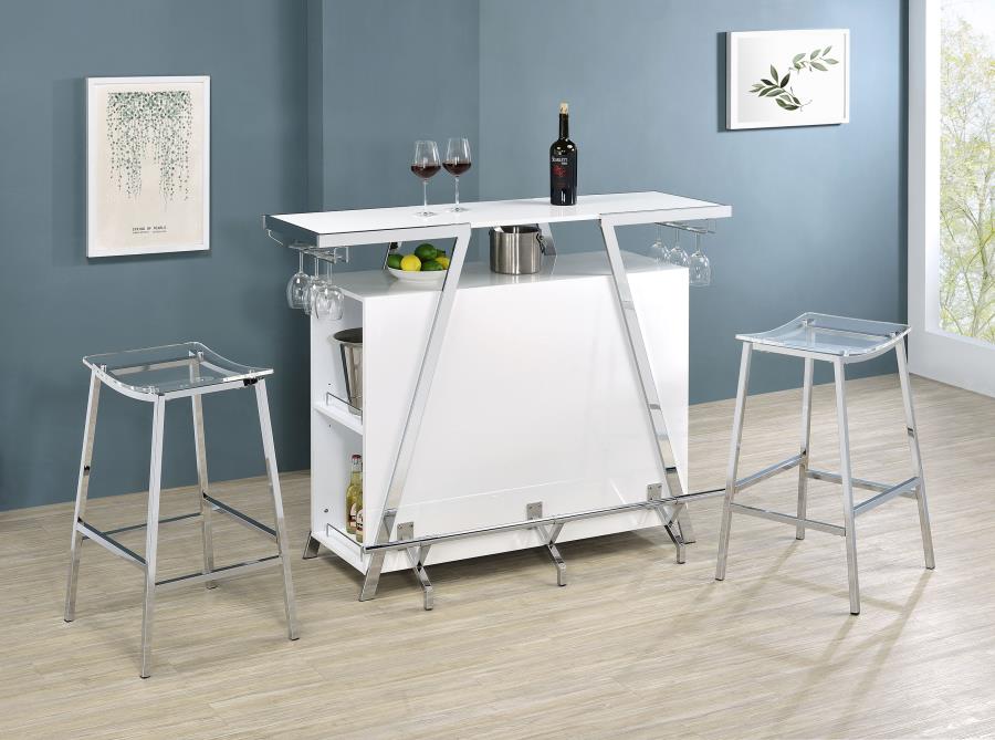 Modal Additional Images for Araceli Freestanding LED Home Bar Cabinet White High Gloss