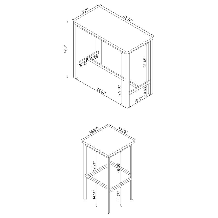 Modal Additional Images for Natividad 5-piece Pub Height Bar Table Set White High Gloss