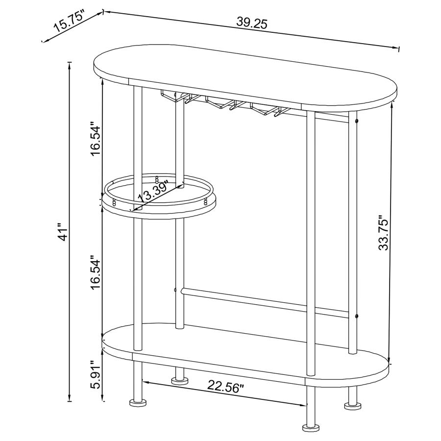 Modal Additional Images for Ferguson 3-tier Home Bar Table with Stemware Rack Black Oak