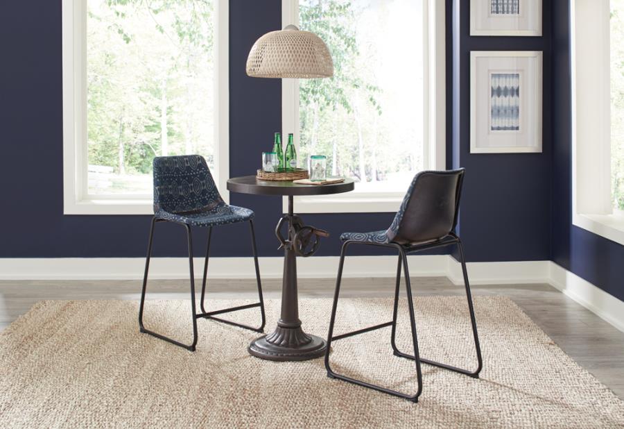Modal Additional Images for Marquise Upholstered Counter Chair Blue Canvas (Set of 2)