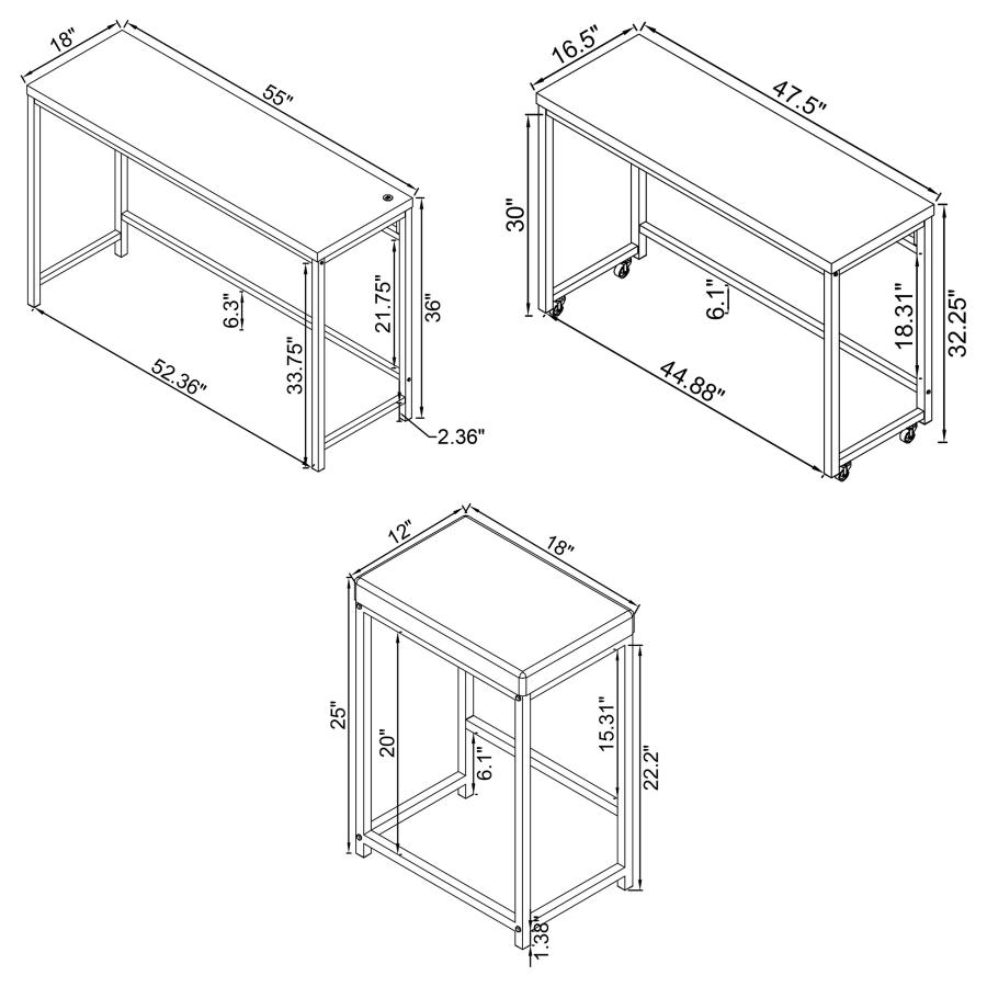Modal Additional Images for Hawes 4-piece Multipurpose Counter Height Table Set Black