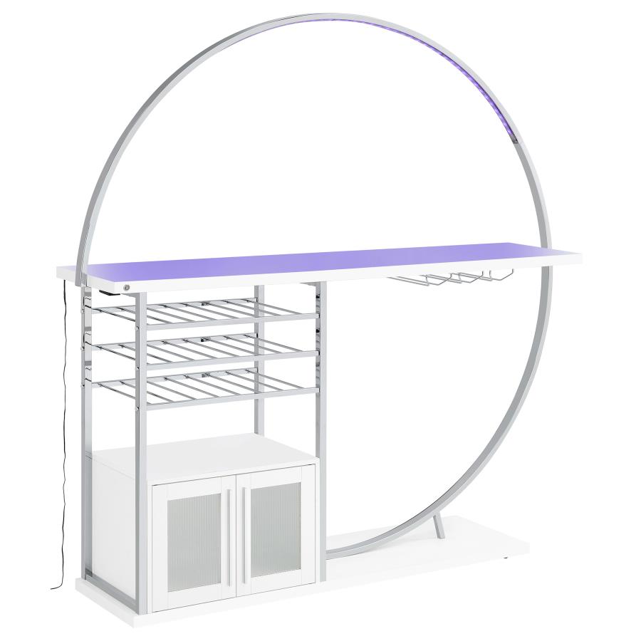Risley 2-door Circular LED Home Bar Cabinet White High Gloss