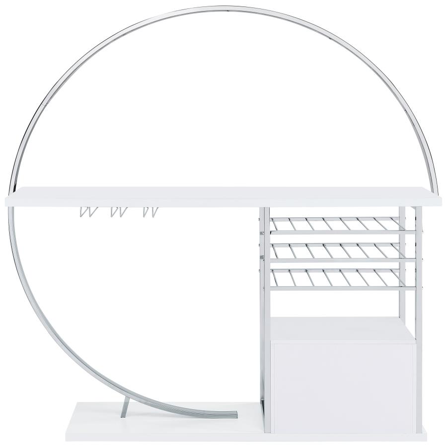 Risley 2-door Circular LED Home Bar Cabinet White High Gloss