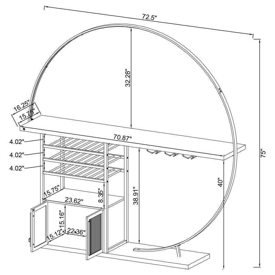 Modal Additional Images for Risley 2-door Circular LED Home Bar Cabinet Dark Charcoal