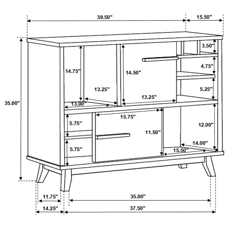 Modal Additional Images for Ezekiel 2-door Home Bar Wine Storage Cabinet Walnut