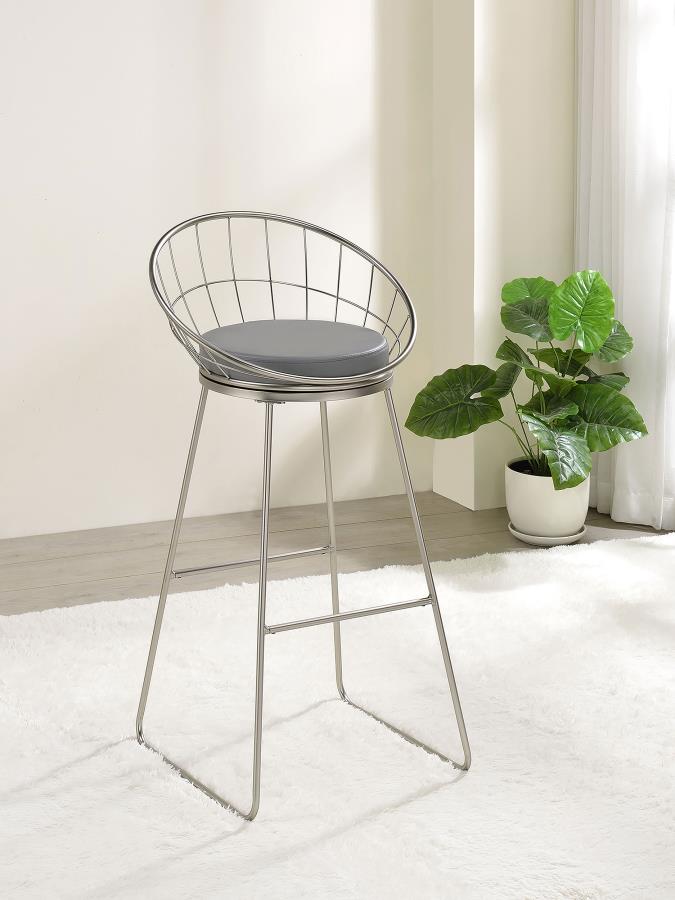 Glenbrook Faux Leather Bar Stool Satin Nickel (Set of 2)