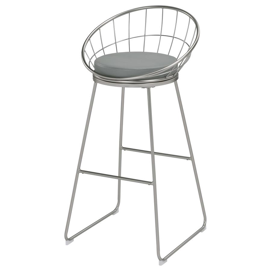 Glenbrook Faux Leather Bar Stool Satin Nickel (Set of 2)