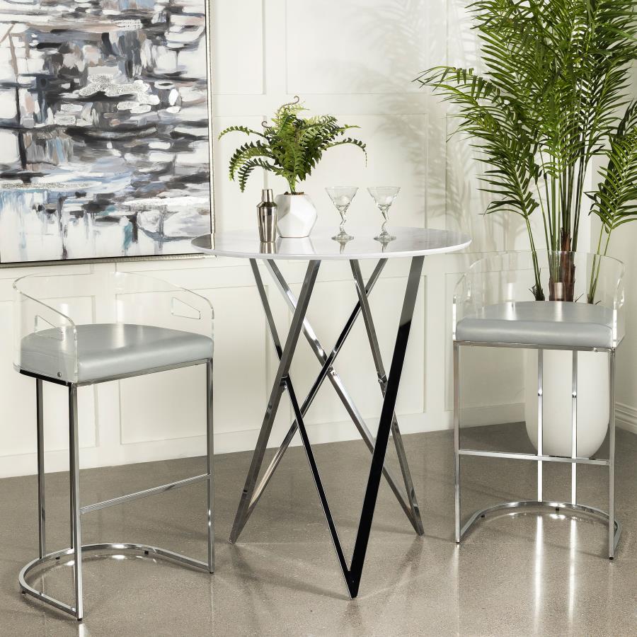 Modal Additional Images for Bexter Round 35-inch Faux Marble Bistro Bar Table Chrome