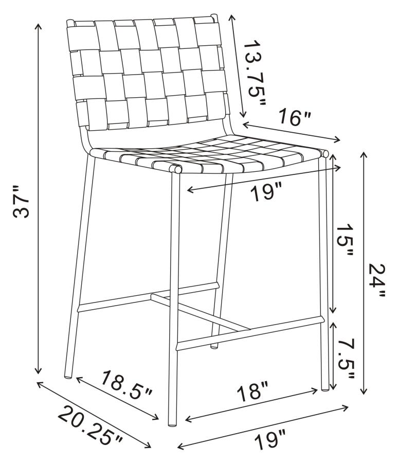 Modal Additional Images for Adelaide Upholstered Counter Height Stool Brown and Chrome