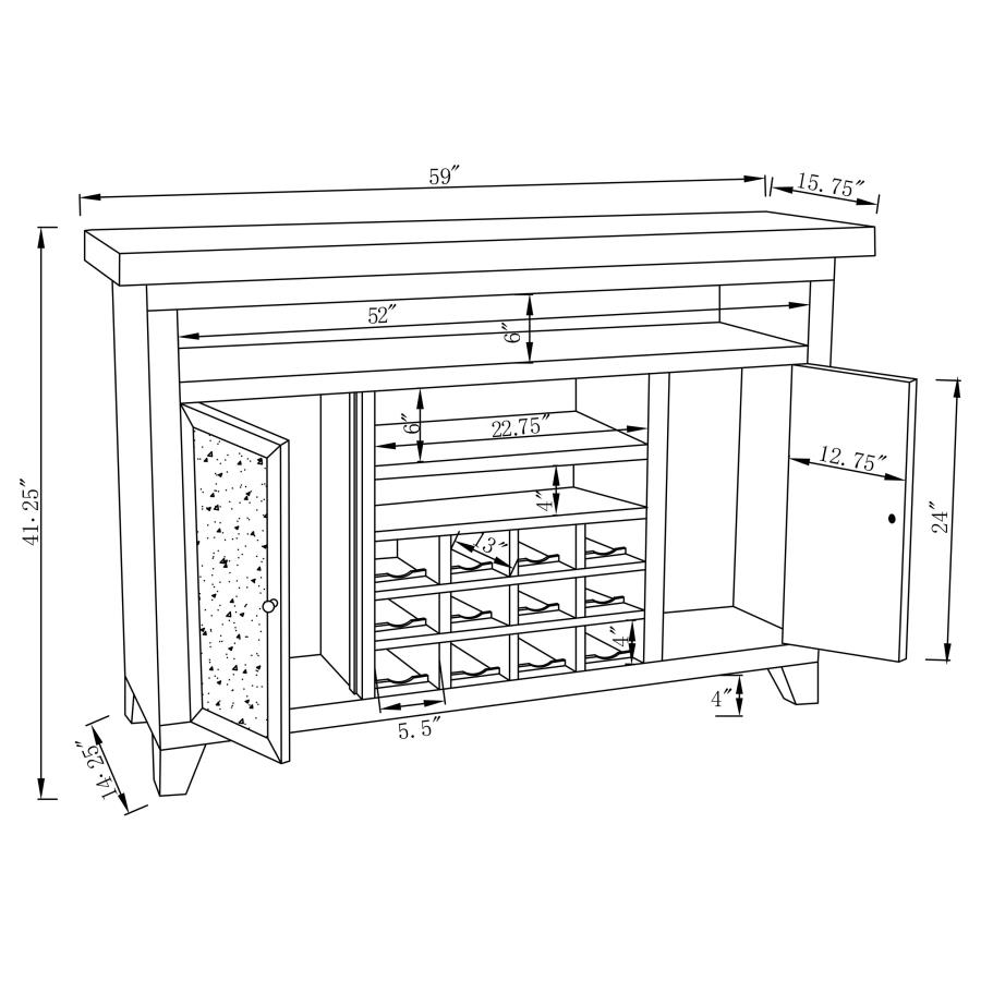 Modal Additional Images for Melinda 2-door LED Mirrored Wine Storage Bar Cabinet Silver