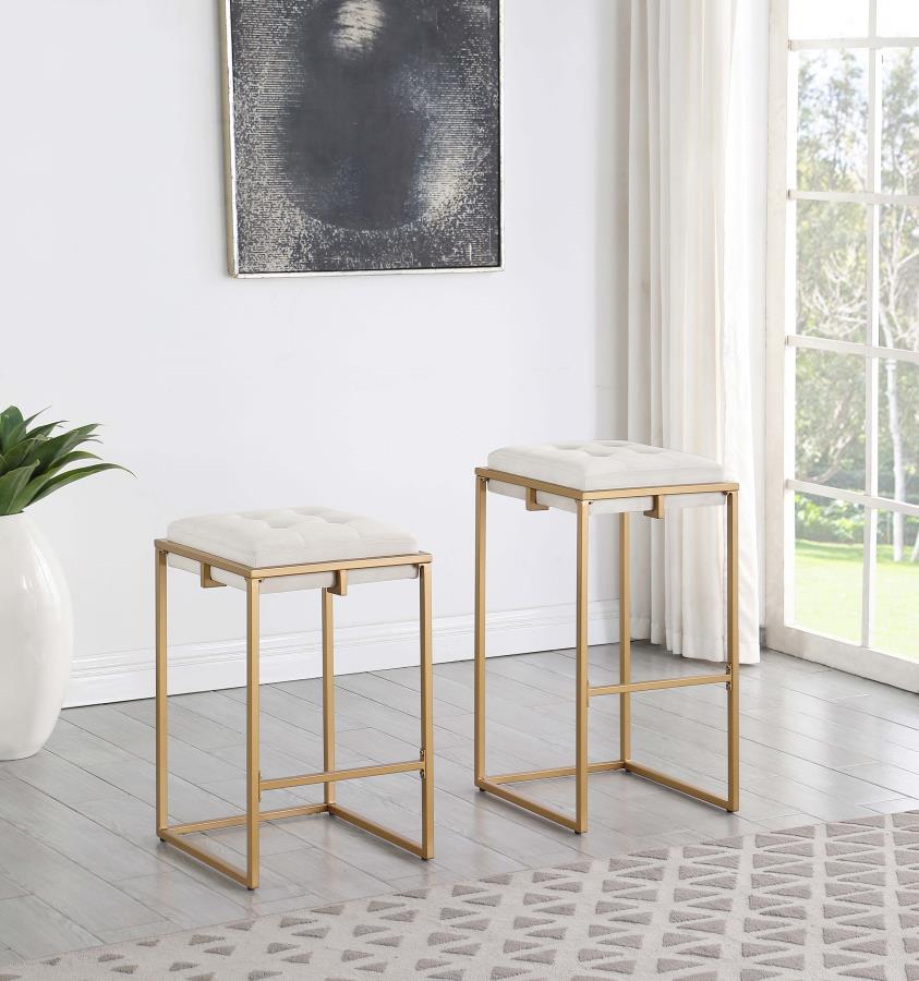 Modal Additional Images for Nadia Upholstered Backless Bar Stool Beige (Set of 2)