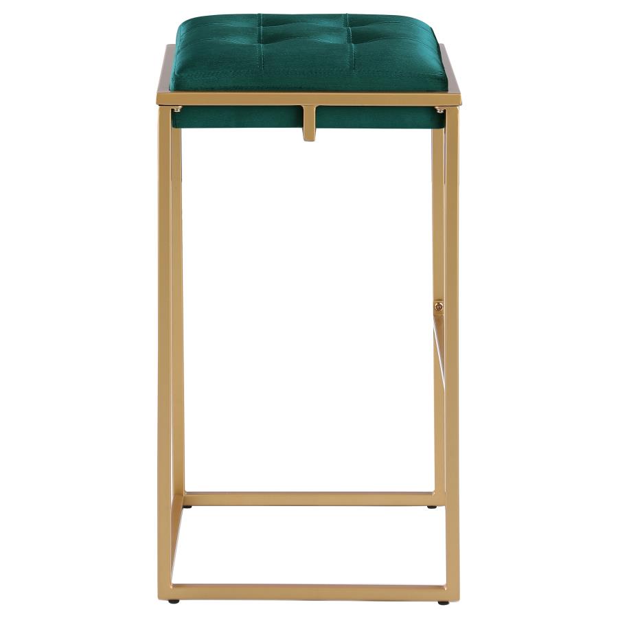 Nadia Upholstered Backless Bar Stool Green (Set of 2)