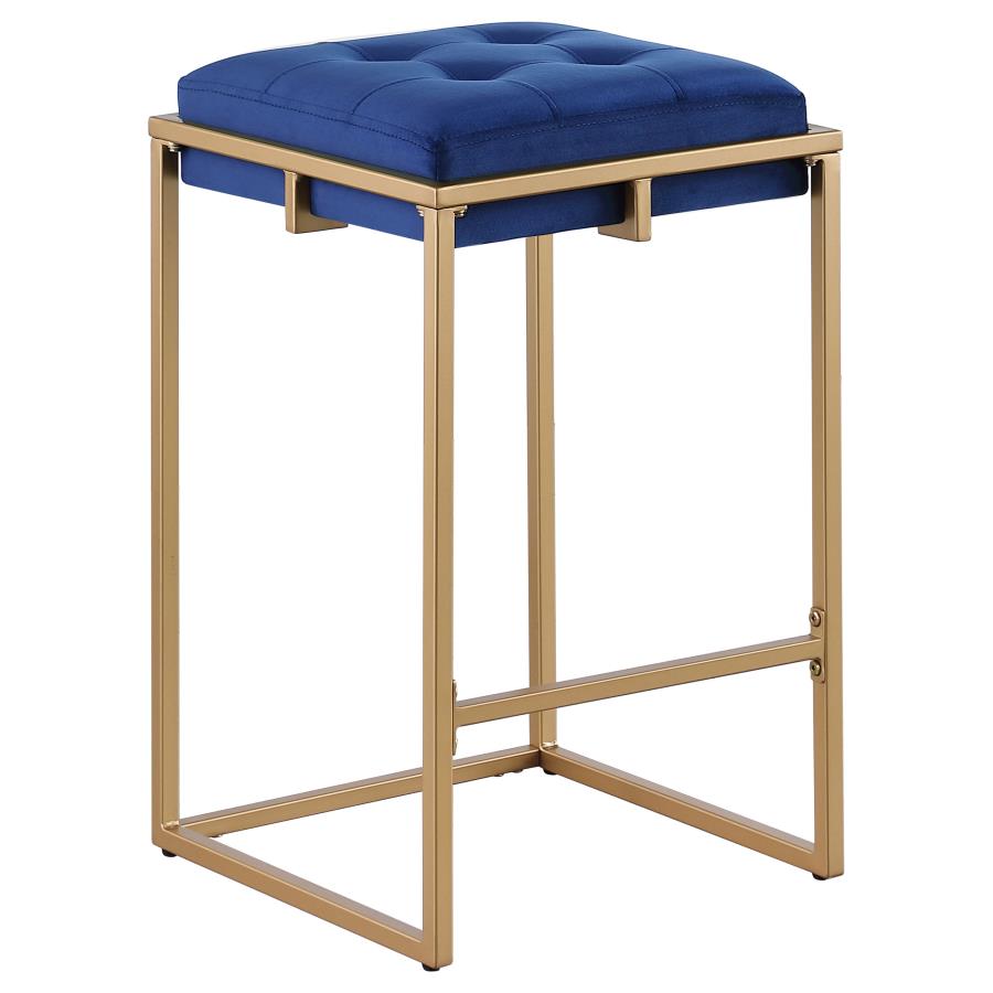 Nadia Upholstered Backless Counter Stool Blue (Set of 2)