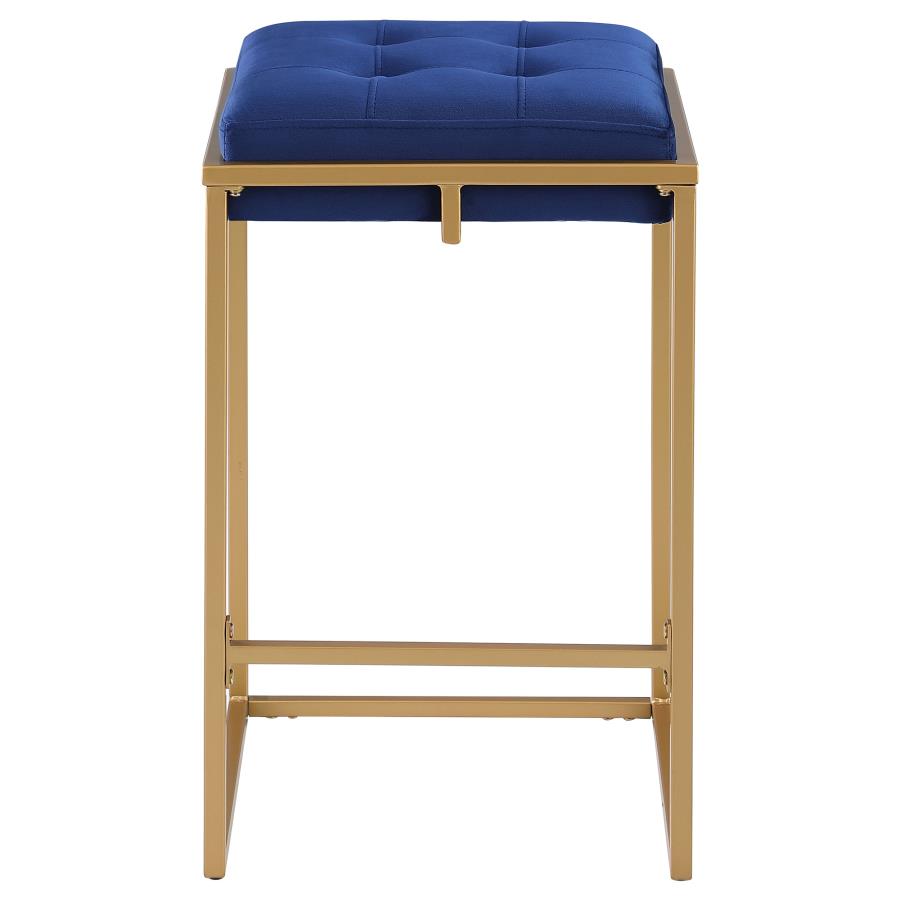 Nadia Upholstered Backless Counter Stool Blue (Set of 2)