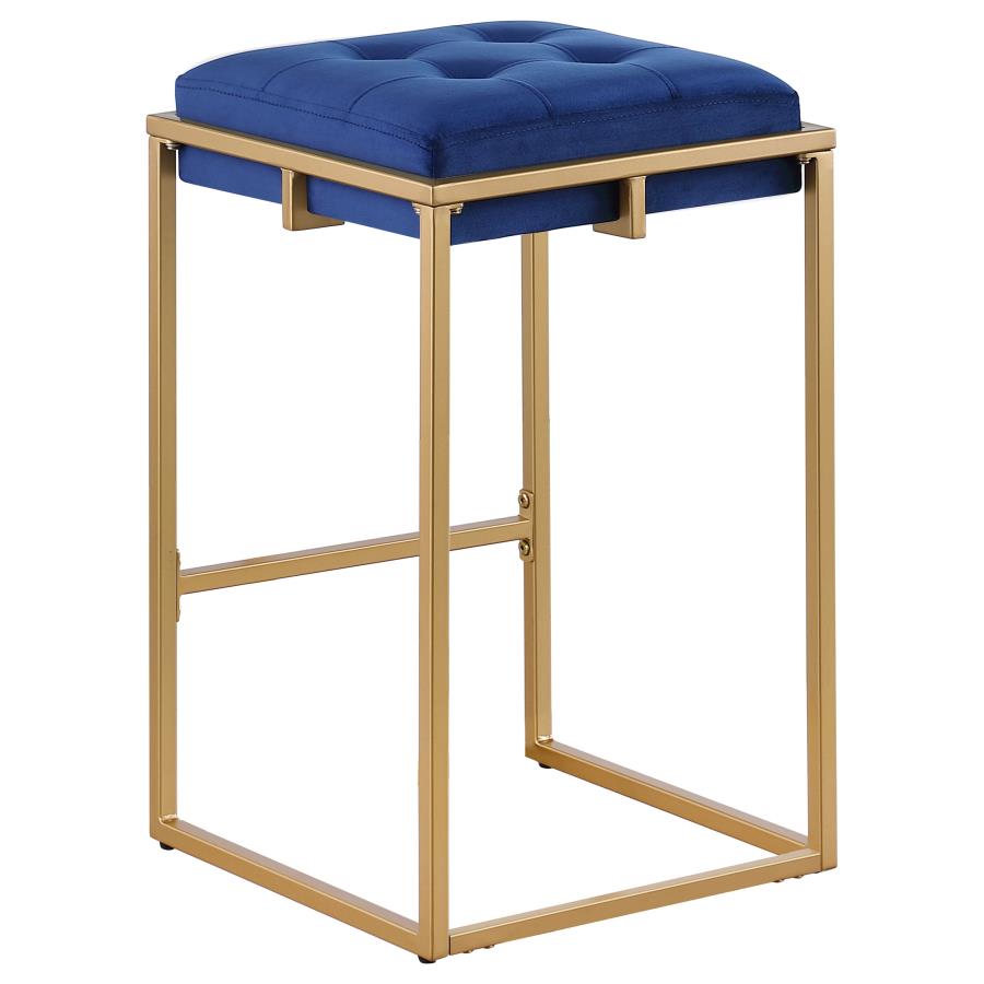 Nadia Upholstered Backless Counter Stool Blue (Set of 2)