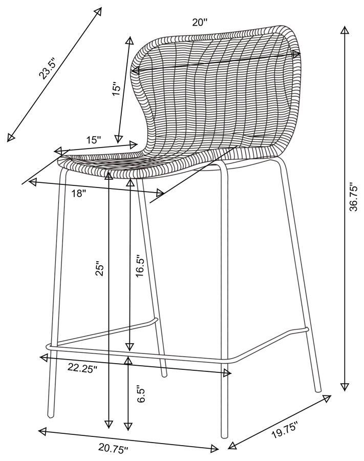 Modal Additional Images for Mckinley Faux Rattan Metal Counter Chair Brown (Set of 2)