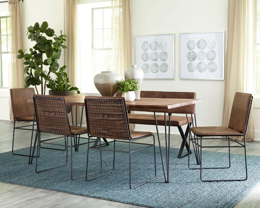 Modal Additional Images for Abbott Leatherette Upholstered Dining Bench Antique Brown