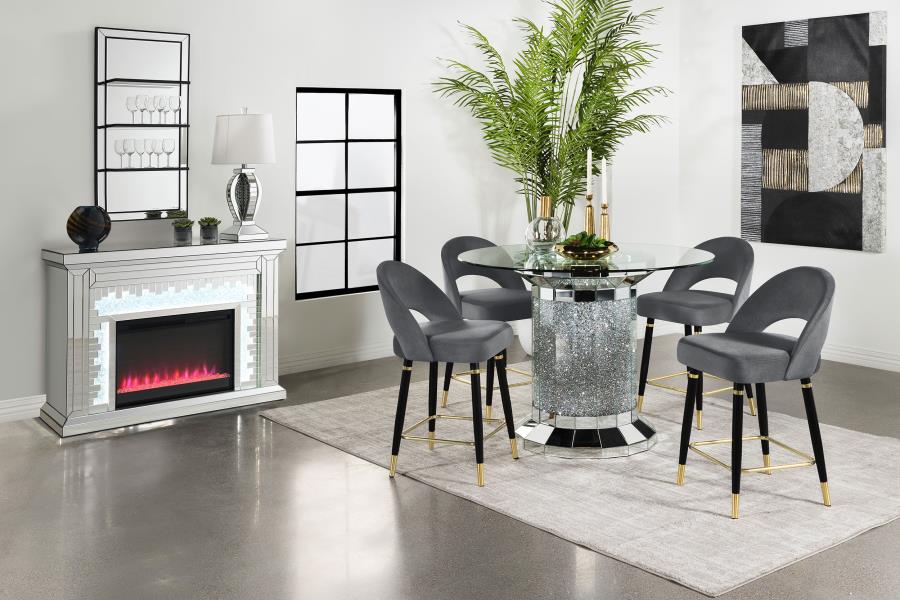 Modal Additional Images for Lindsey Velvet Upholstered Counter Chair Grey (Set of 2)