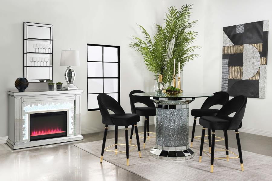 Modal Additional Images for Lindsey Velvet Upholstered Counter Chair Black (Set of 2)