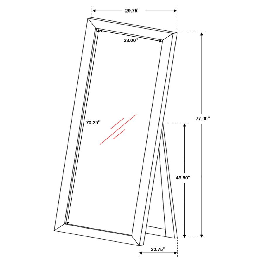 Modal Additional Images for Phoenix 30 x 76 Inch Wood Framed Standing Mirror Cappuccino