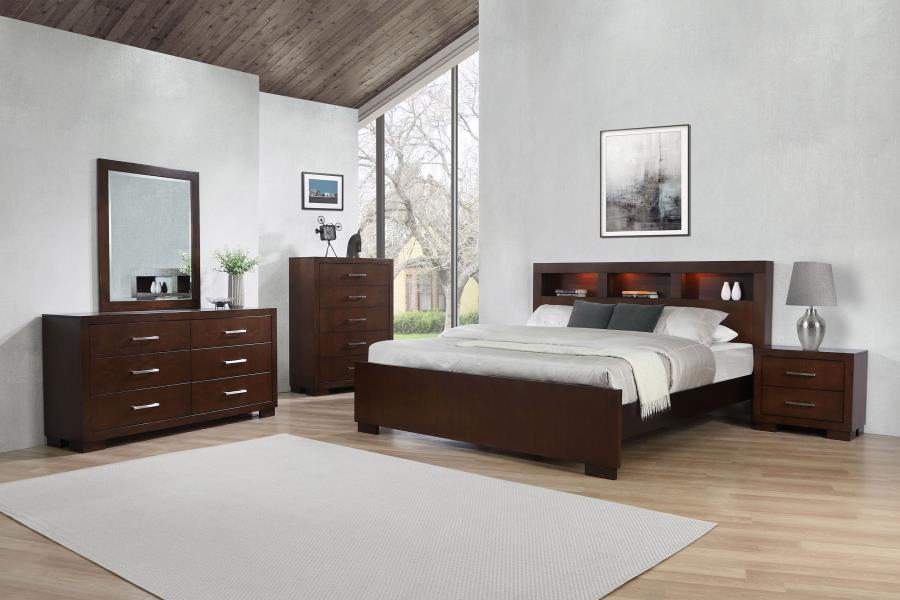 Modal Additional Images for Jessica Eastern King LED Storage Bookcase Bed Cappuccino