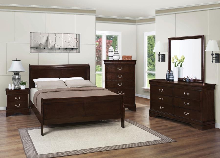 Modal Additional Images for Louis Philippe Wood Queen Sleigh Bed Cappuccino