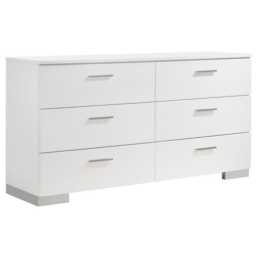 Felicity 6-piece Queen Bedroom Set White High Gloss