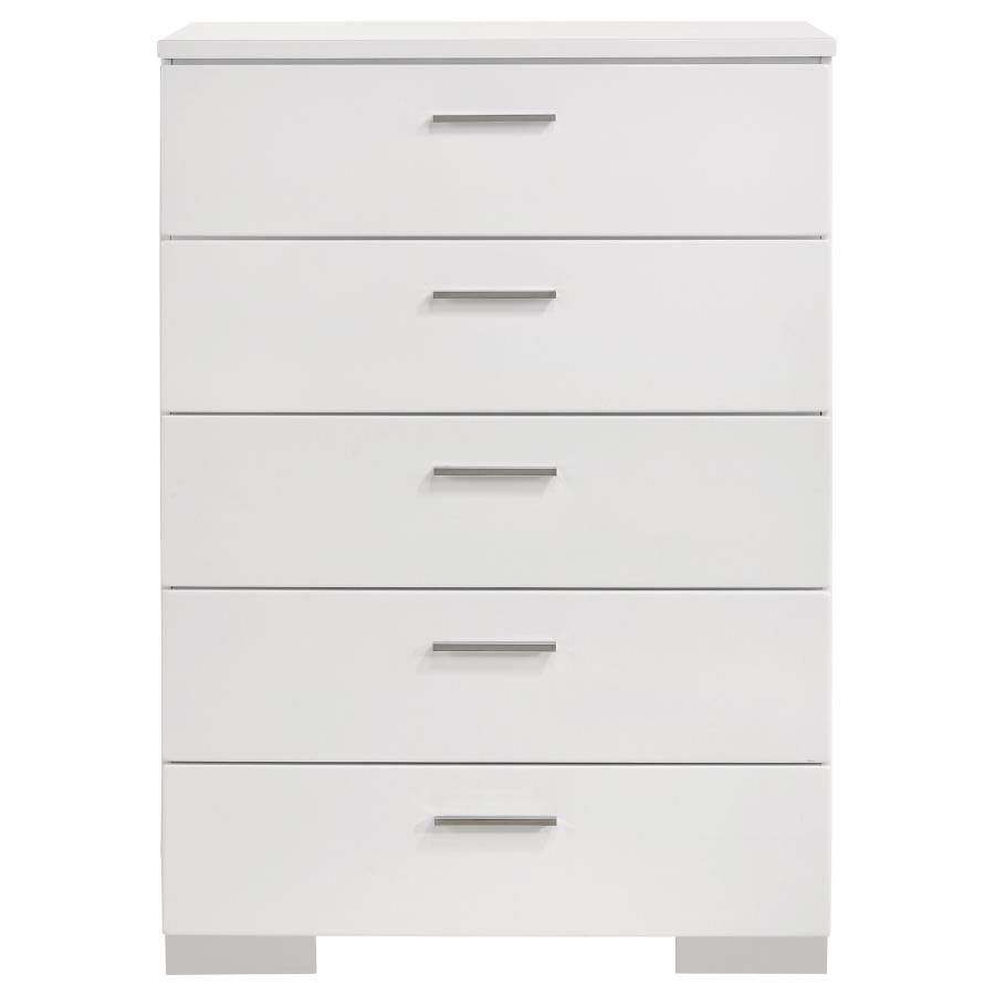 Felicity 5-piece Twin Bedroom Set White High Gloss