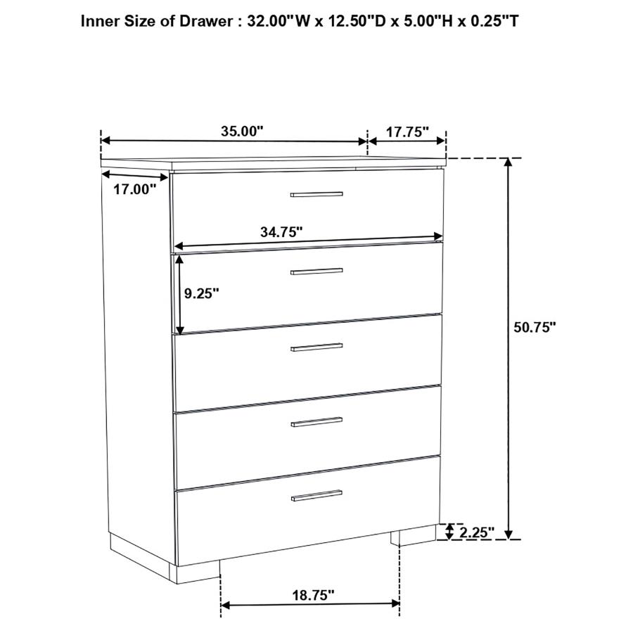 Modal Additional Images for Felicity 5-piece Twin Bedroom Set White High Gloss