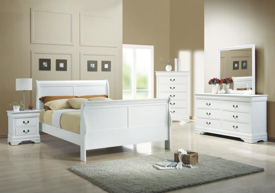 Modal Additional Images for Louis Philippe Wood Queen Sleigh Bed White