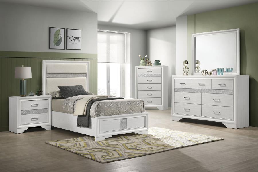 Modal Additional Images for Miranda 54-inch Upholstered Twin Panel Bed White