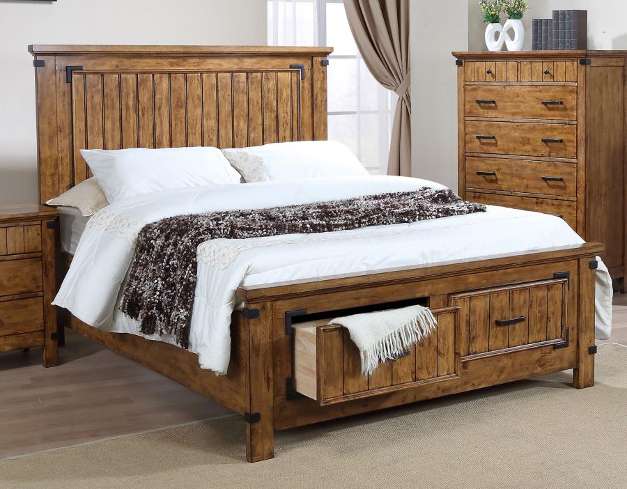 (image for) Brenner Wood Full Storage Panel Bed Rustic Honey