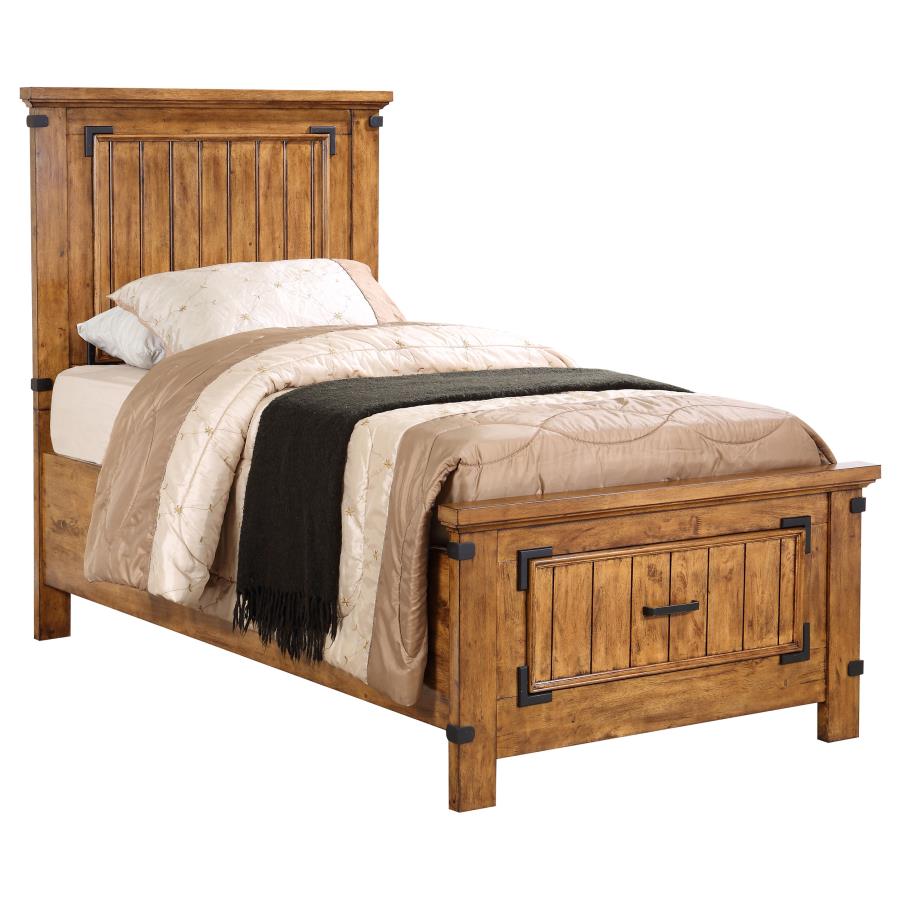 (image for) Brenner Wood Twin Storage Panel Bed Rustic Honey