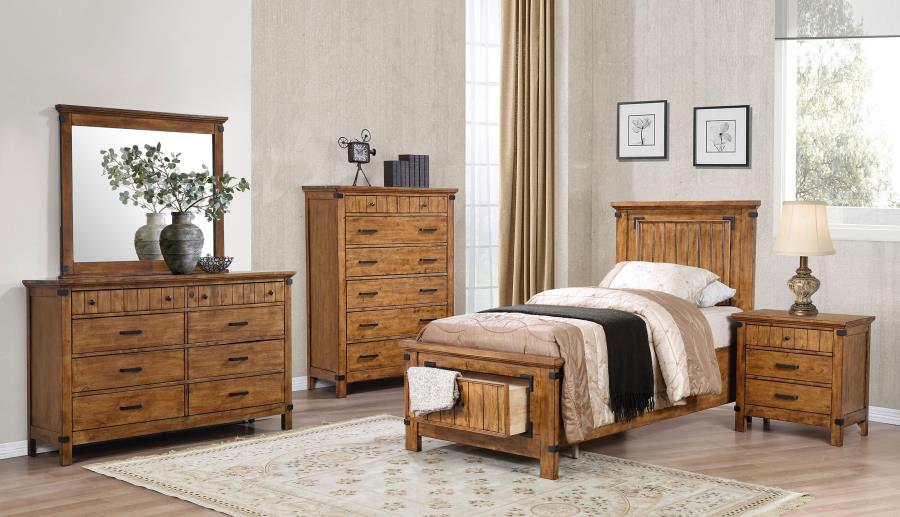 Modal Additional Images for Brenner Wood Twin Storage Panel Bed Rustic Honey