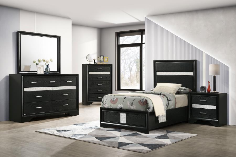 Modal Additional Images for Miranda 54-inch Upholstered Twin Panel Bed Black