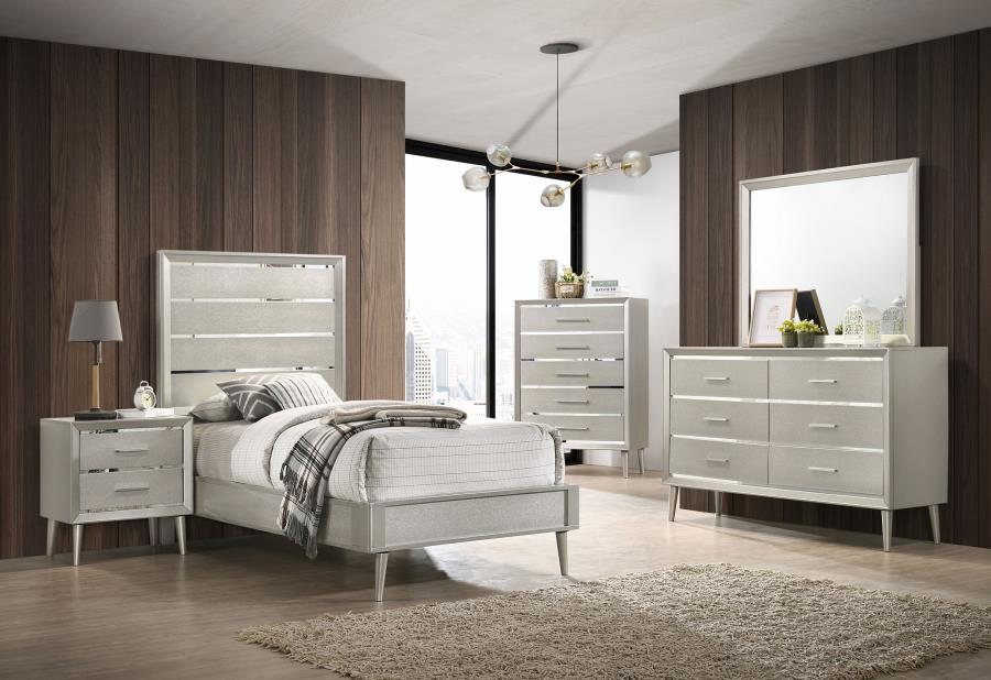 (image for) Ramon 4-piece Twin Bedroom Set Metallic Sterling