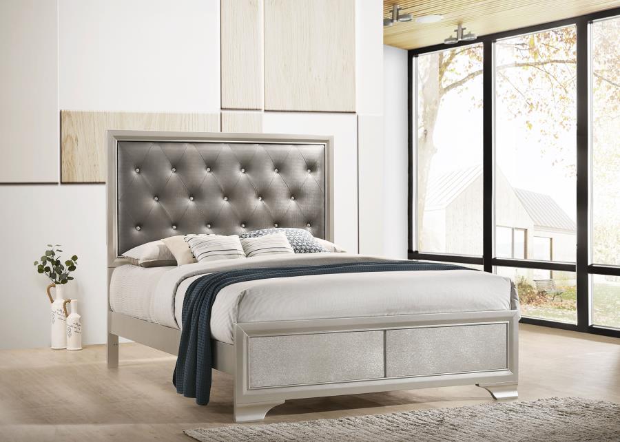 Salford Wood Eastern King Panel Bed Metallic Sterling 