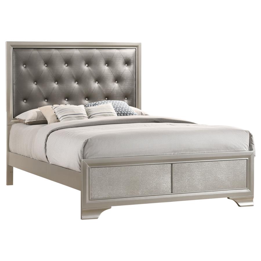 Salford Wood Eastern King Panel Bed Metallic Sterling 