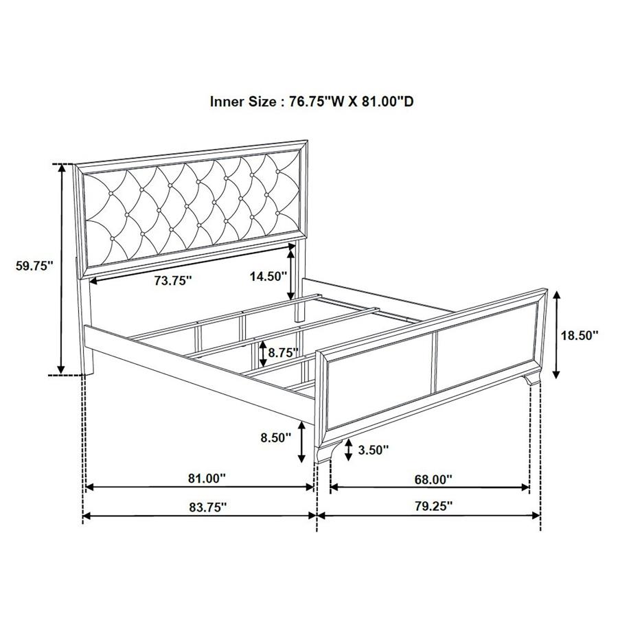 Salford Wood Eastern King Panel Bed Metallic Sterling 
