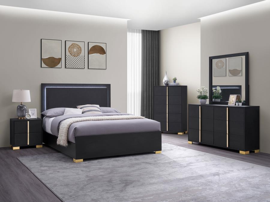 Modal Additional Images for Marceline Wood Full LED Panel Bed Black