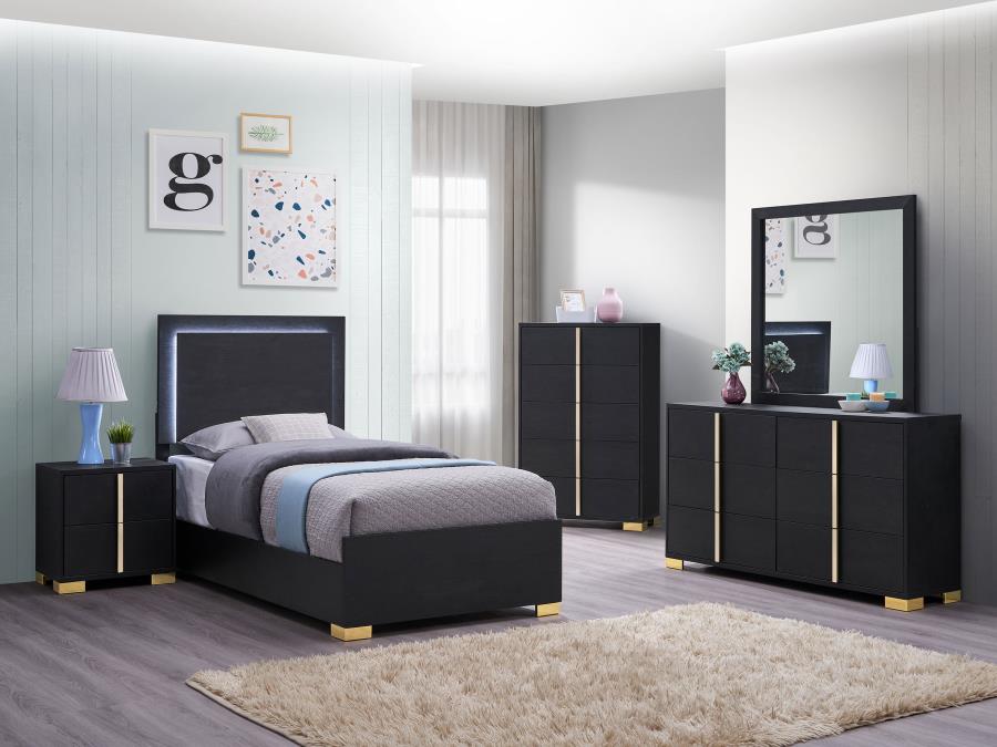Modal Additional Images for Marceline Wood Twin LED Panel Bed Black