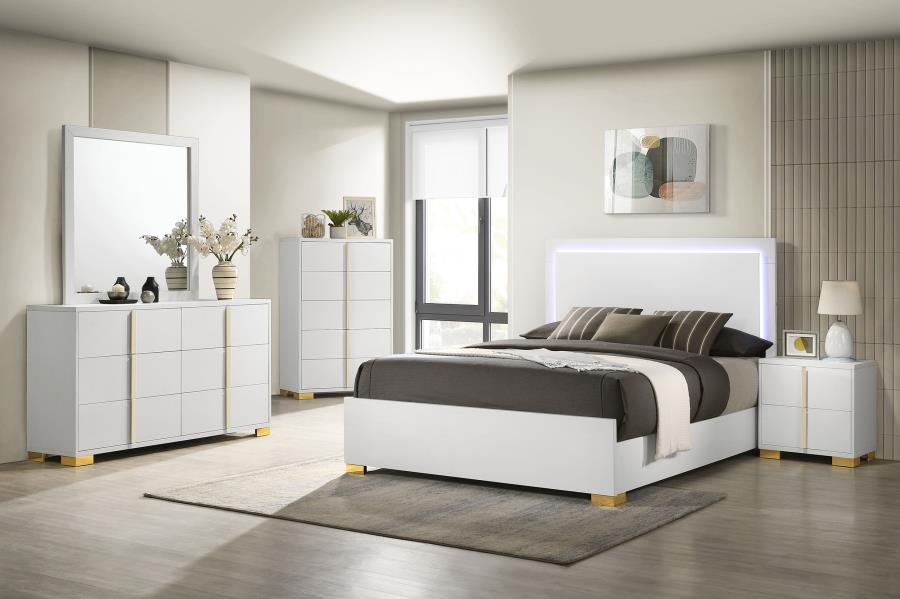 Modal Additional Images for Marceline Wood Queen LED Panel Bed White
