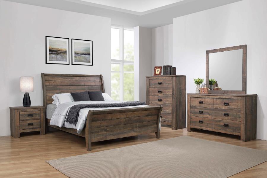 Modal Additional Images for Frederick Wood Queen Sleigh Bed Weathered Oak